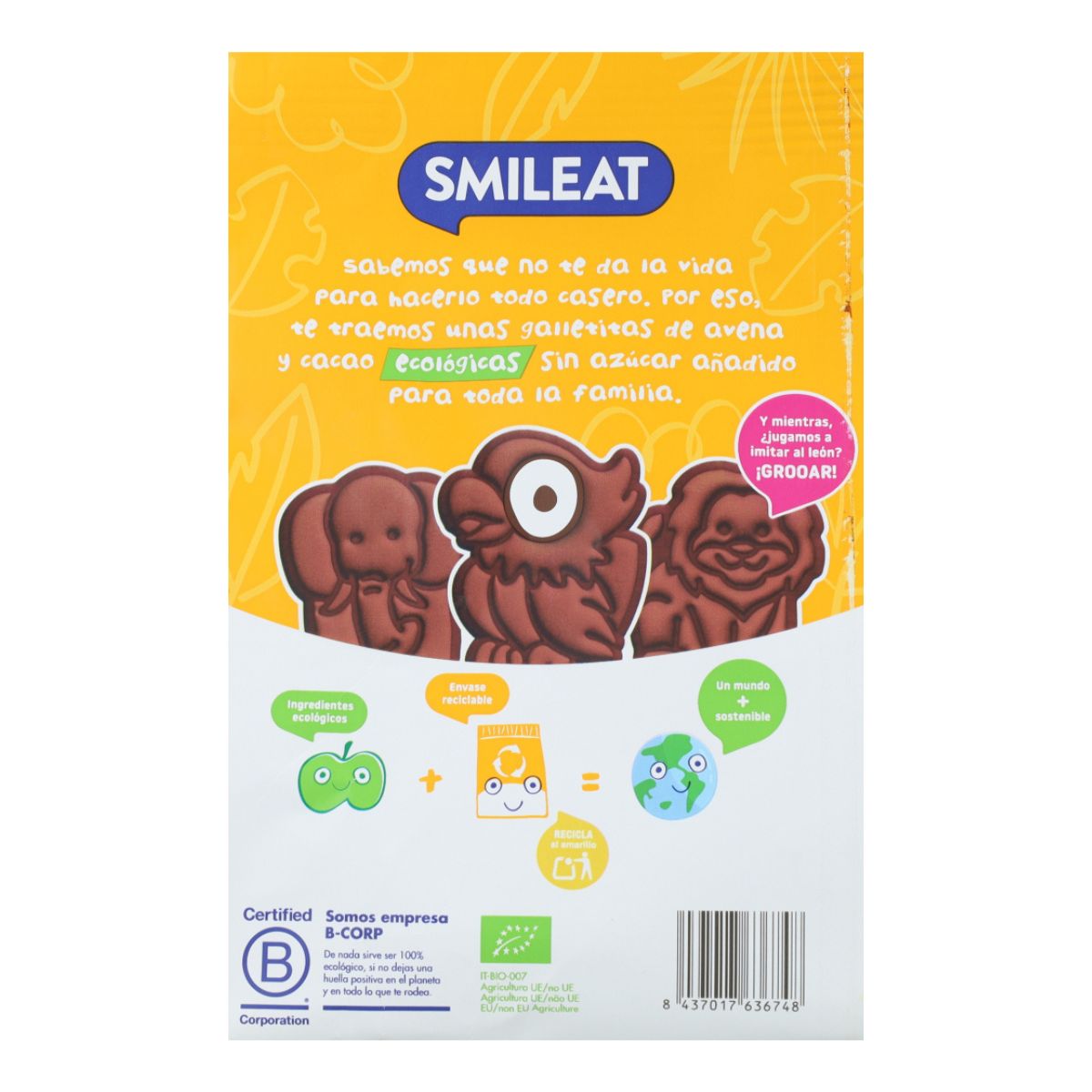 Ciastka orkiszowe, owsiane i kakaowe ECO 220 g Smileat