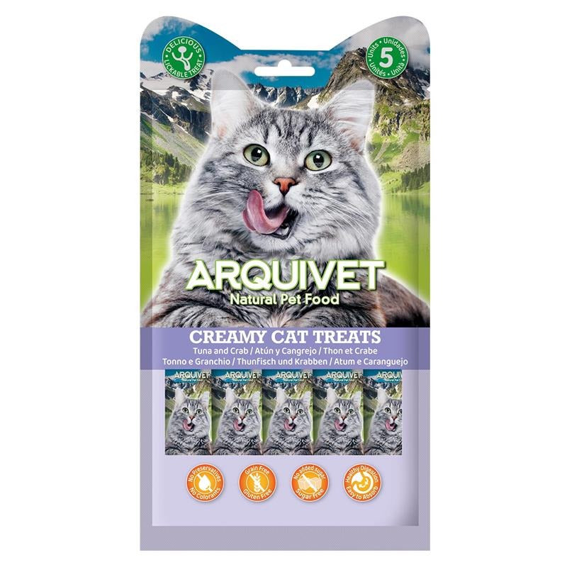 Creamy Cat Treats Cremiger Snack mit Thunfisch und Krabben Arquivet 5x14 g