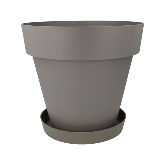 Zestaw doniczka z podstawką w kolorze taupe Tes 26 x 24 cm