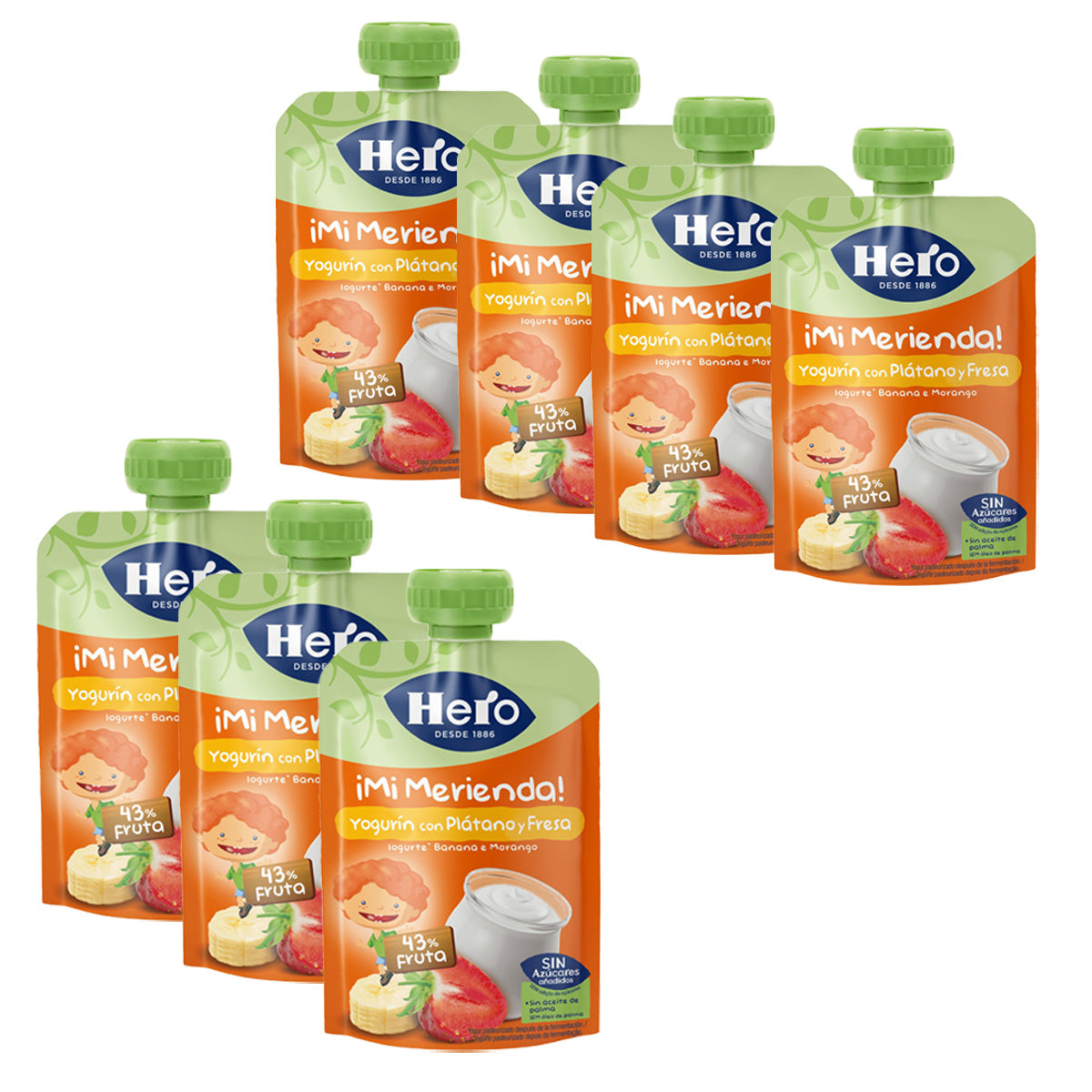 7-pack Yogurin banan-jordgubb Hero 100 g