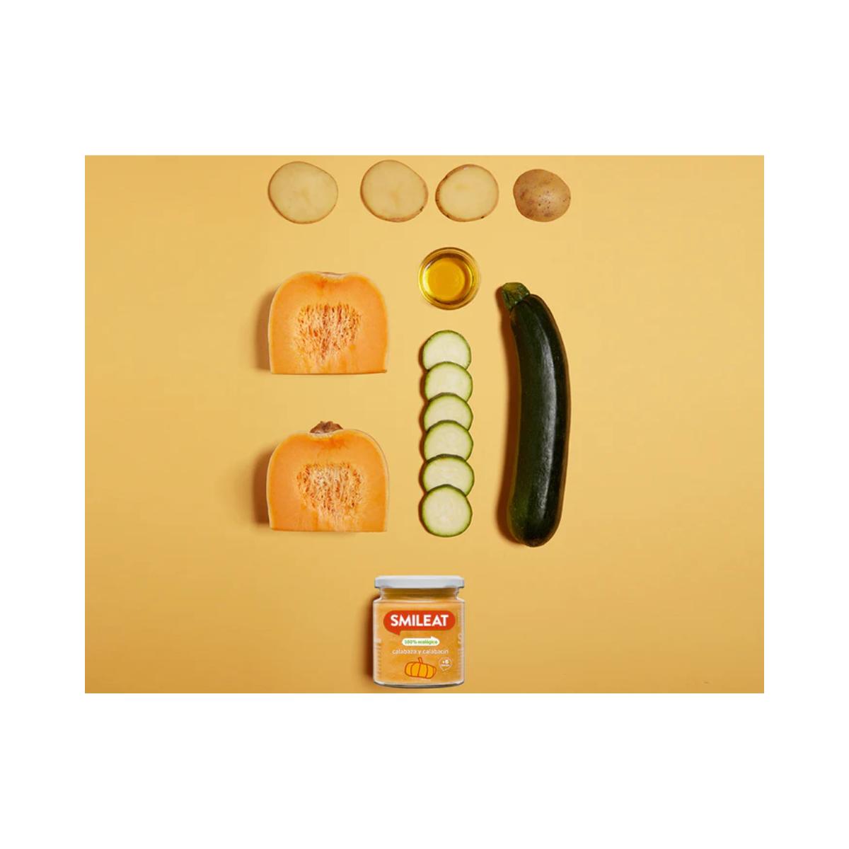 12-pack små burkar med ekologisk pumpa och zucchini +6 månader Smileat 230 g