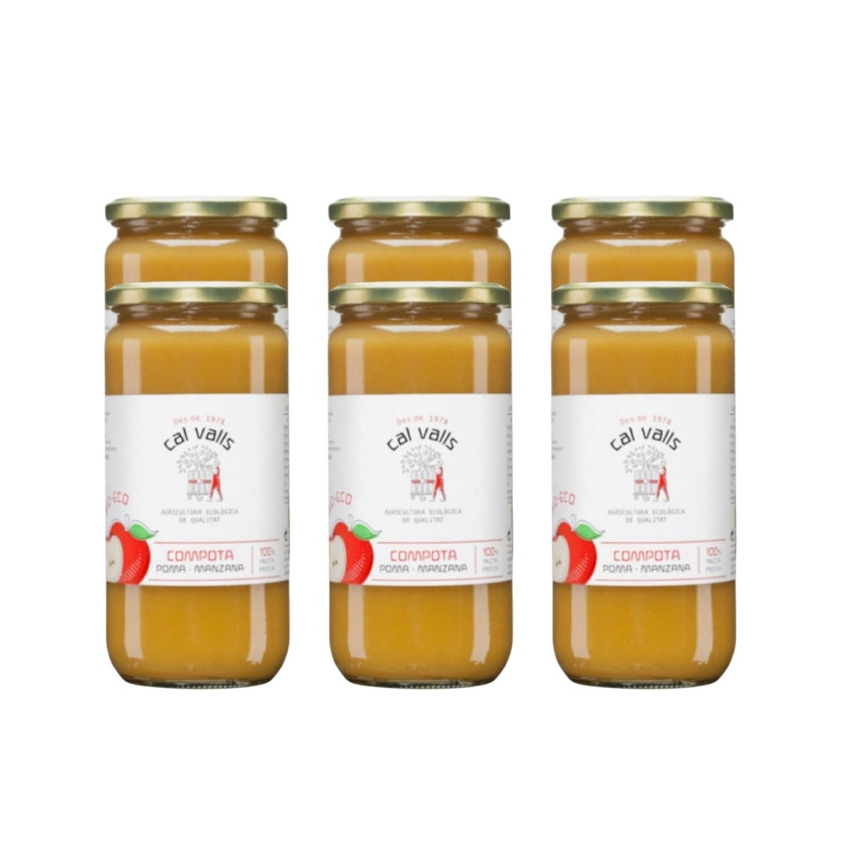 6-pack ekologisk äppelkompott Cal Valls 700 g