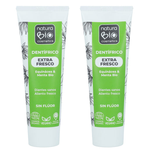 Pack PROMO 2 unités Dentifrice Menthe et Échinacée Bio Sans Fluor NaturaBio 75 ml