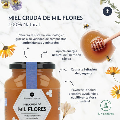 Miel brut de mille fleurs Planeta Huerto 500 g