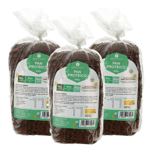 Packung 3x Planeta Huerto Eiweißbrot 500 g