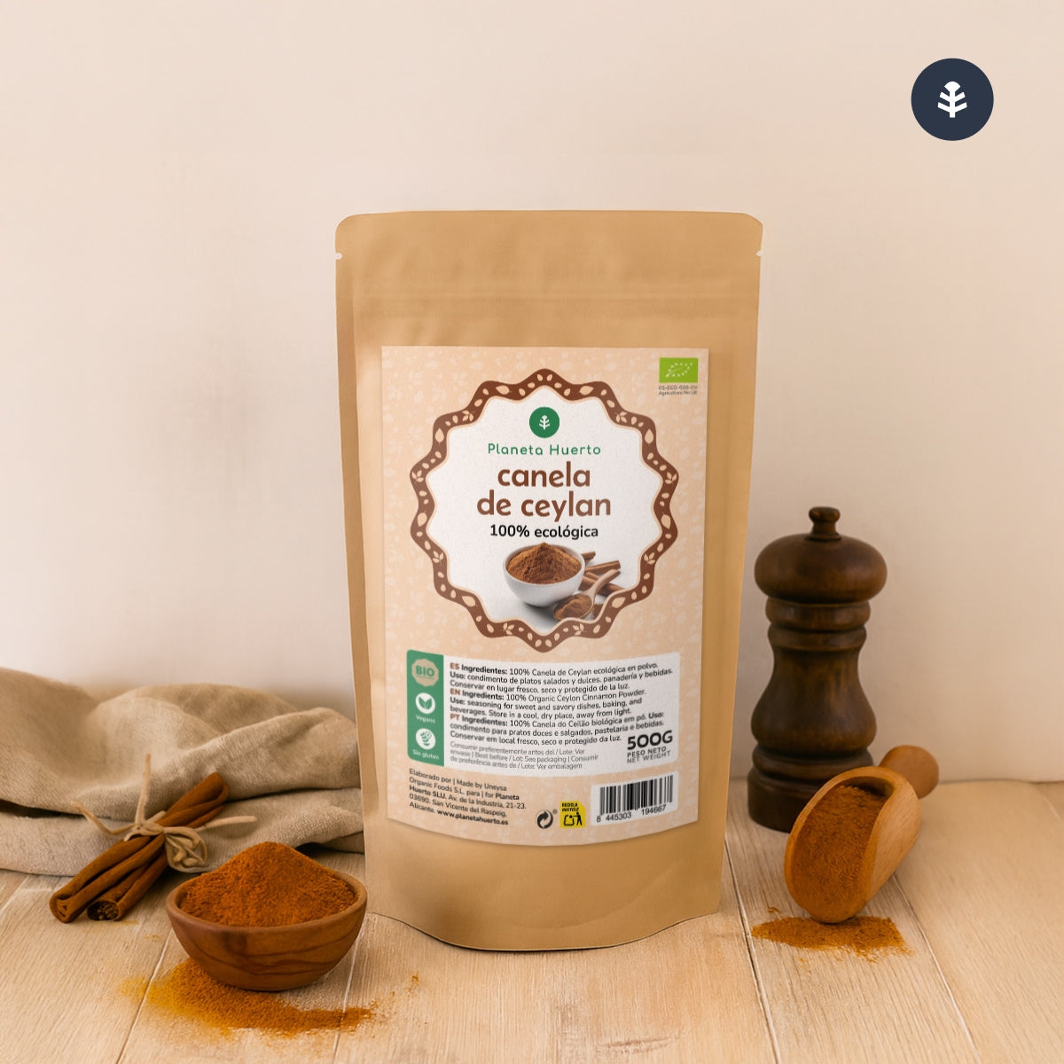 Ceylon-Zimtpulver ECO Planeta Huerto 500 g