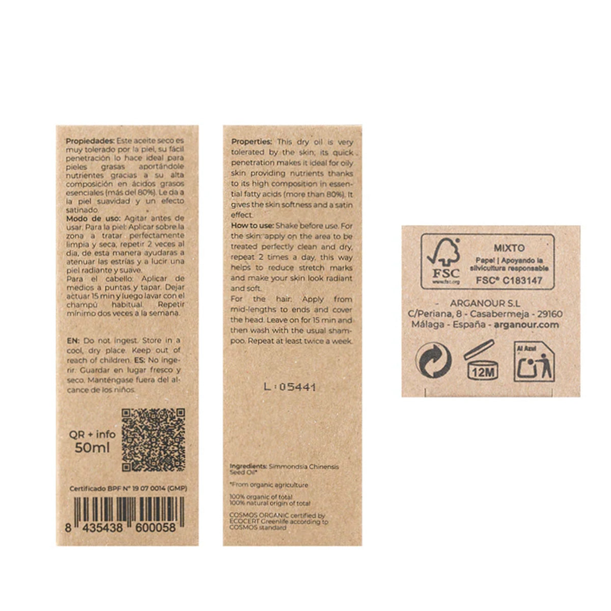 100 % biologisches Jojobaöl Arganour 50 ml
