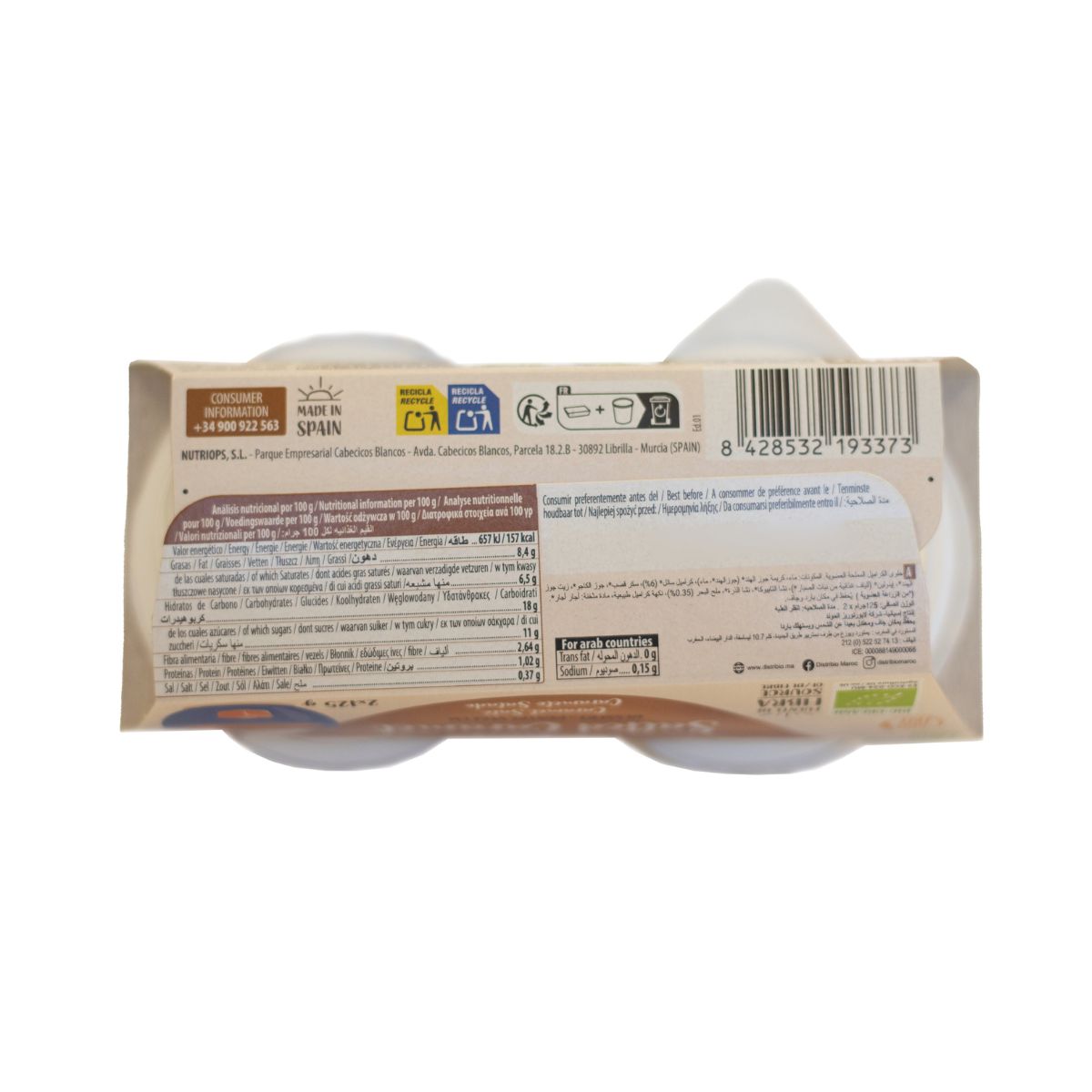 Ecomil Bio-Salzkaramell-Dessert, 2 Packungen à 125 g