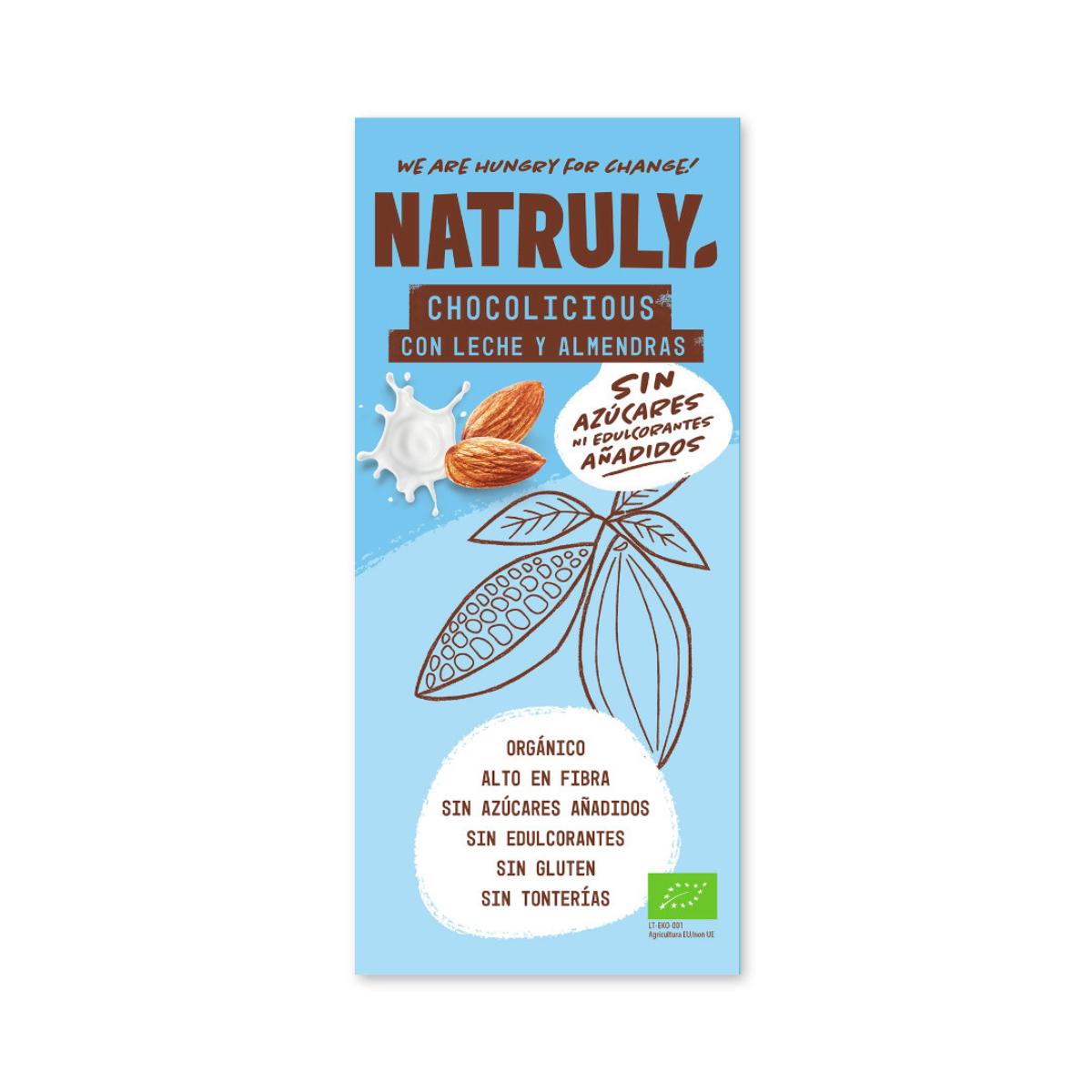 Natruly Chocolicious BIO-Milchschokoladentafel mit Mandeln 85 g
