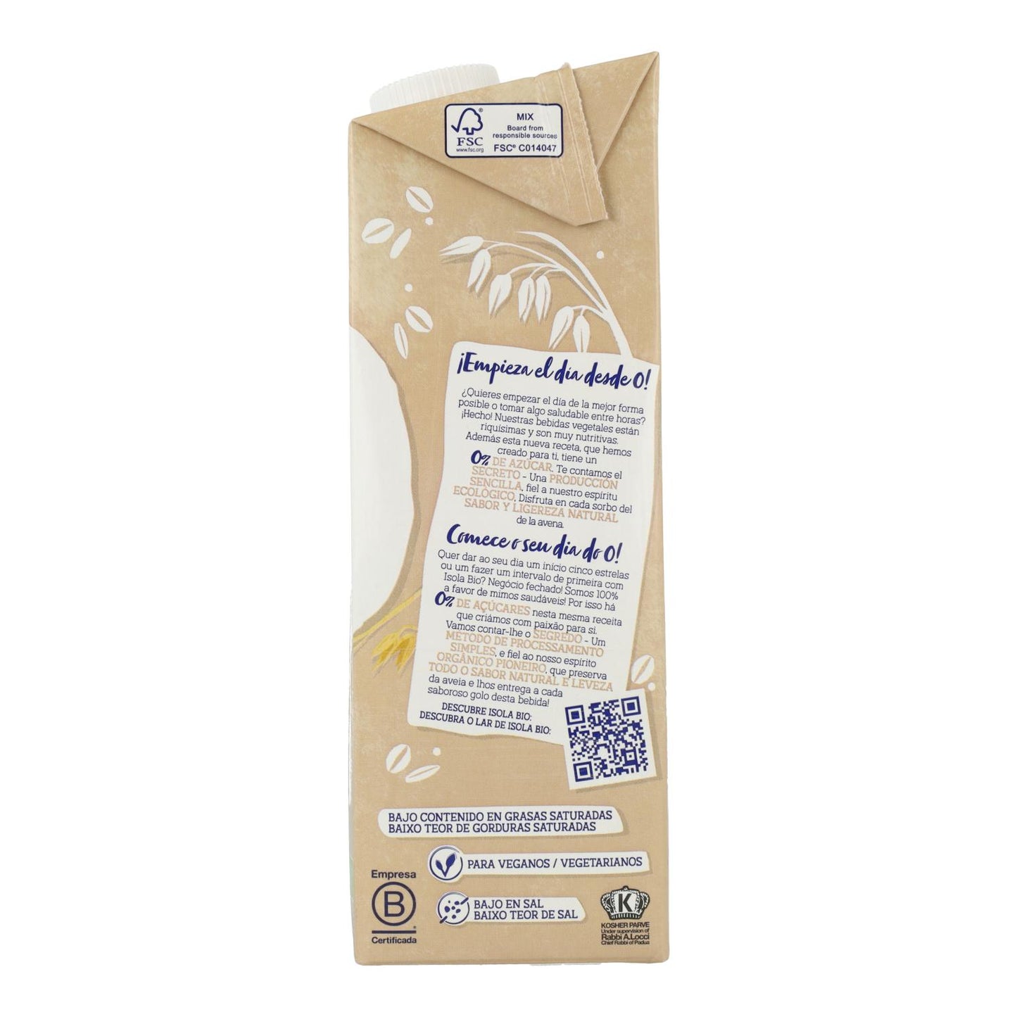 Havredryck 0 % socker BIO, 1 l. Isola Bio