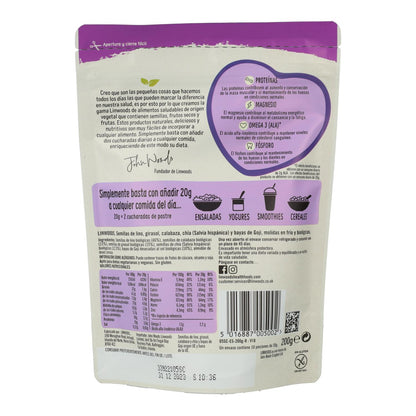 Bio-Leinsamen-, Sonnenblumen-, Kürbis-, Chiasamen- und Gojibeeren-Mischung – Linwoods 425 g