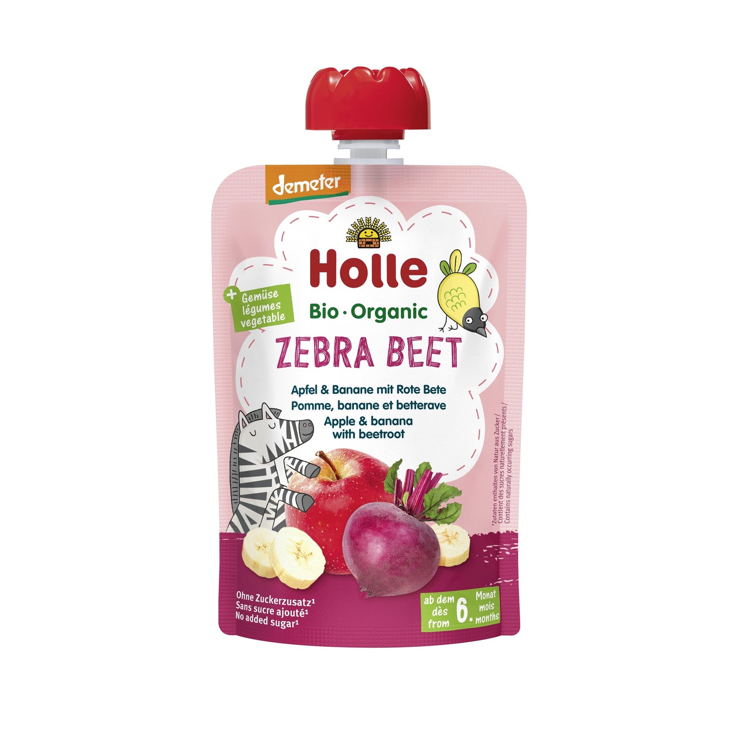 ZEBRA BEET - Apple, Banana, Beetroot (from 6 months) Eco/Dem Holle 100 g