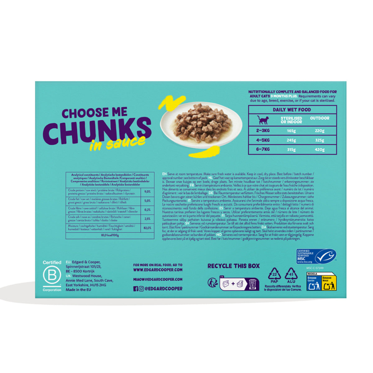 Multipack 24 x 85 g Pezzetti in salsa Cibo umido Edgard & Cooper