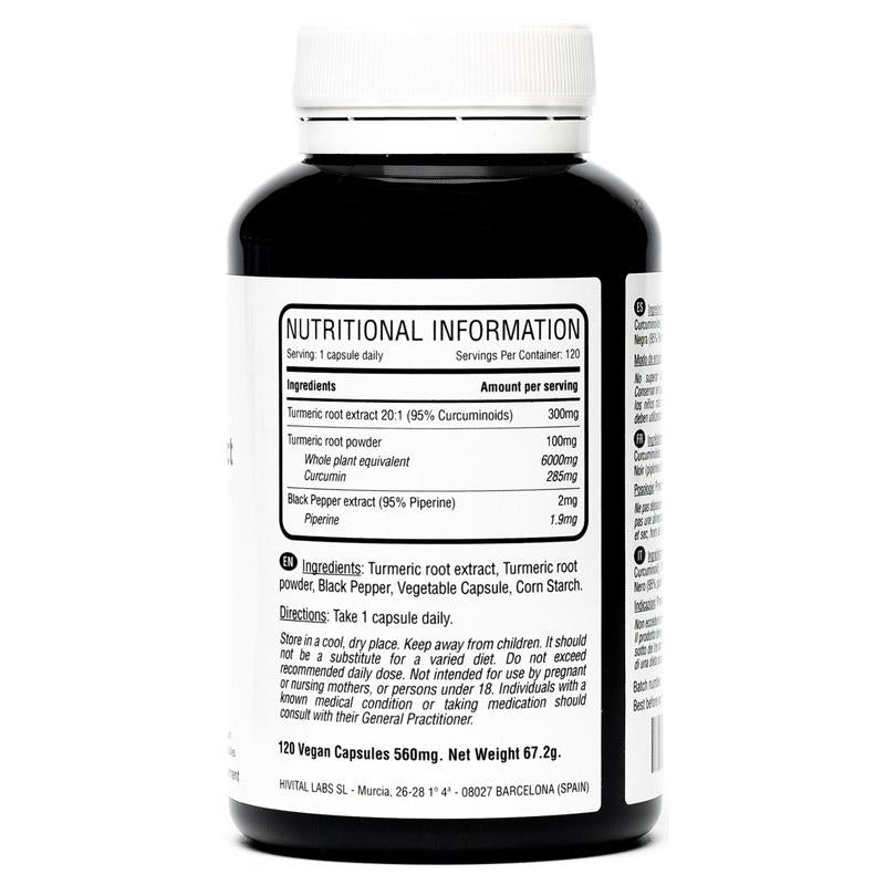 Curcuma 6000 mg avec poivre noir Hivital 120 gélules végétaliennes