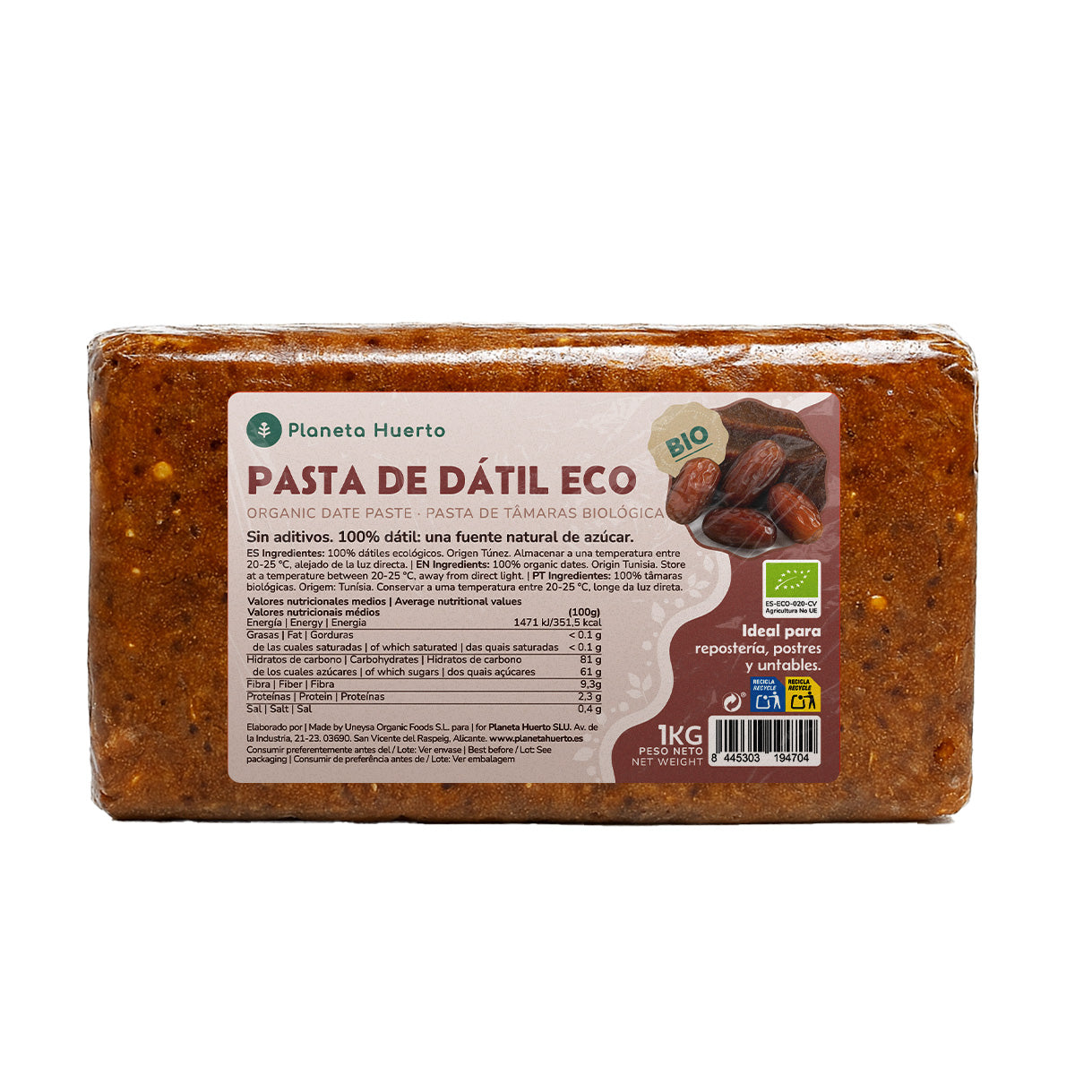 100 % natürliche Dattelpaste Planeta Huerto 1 kg