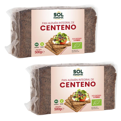 2er-Packung Sol Natural Bio-Vollkornroggenbrot, deutsches Brot, 500 g