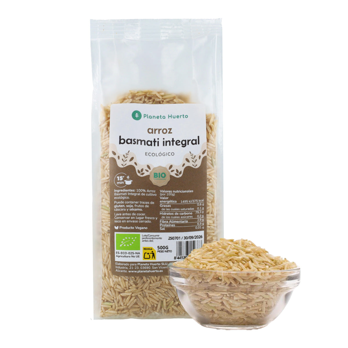 Fullkornsris av basmati ECO Planeta Huerto 500 g