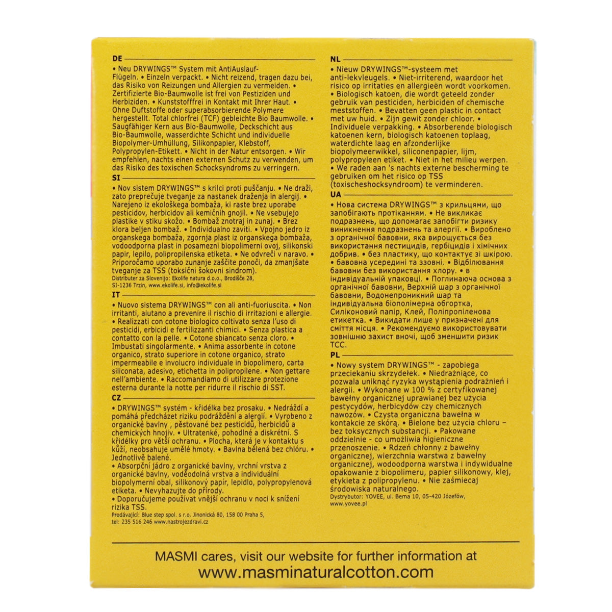 Masmi 100% katoenen maandverband met vleugels, dag 100 stuks