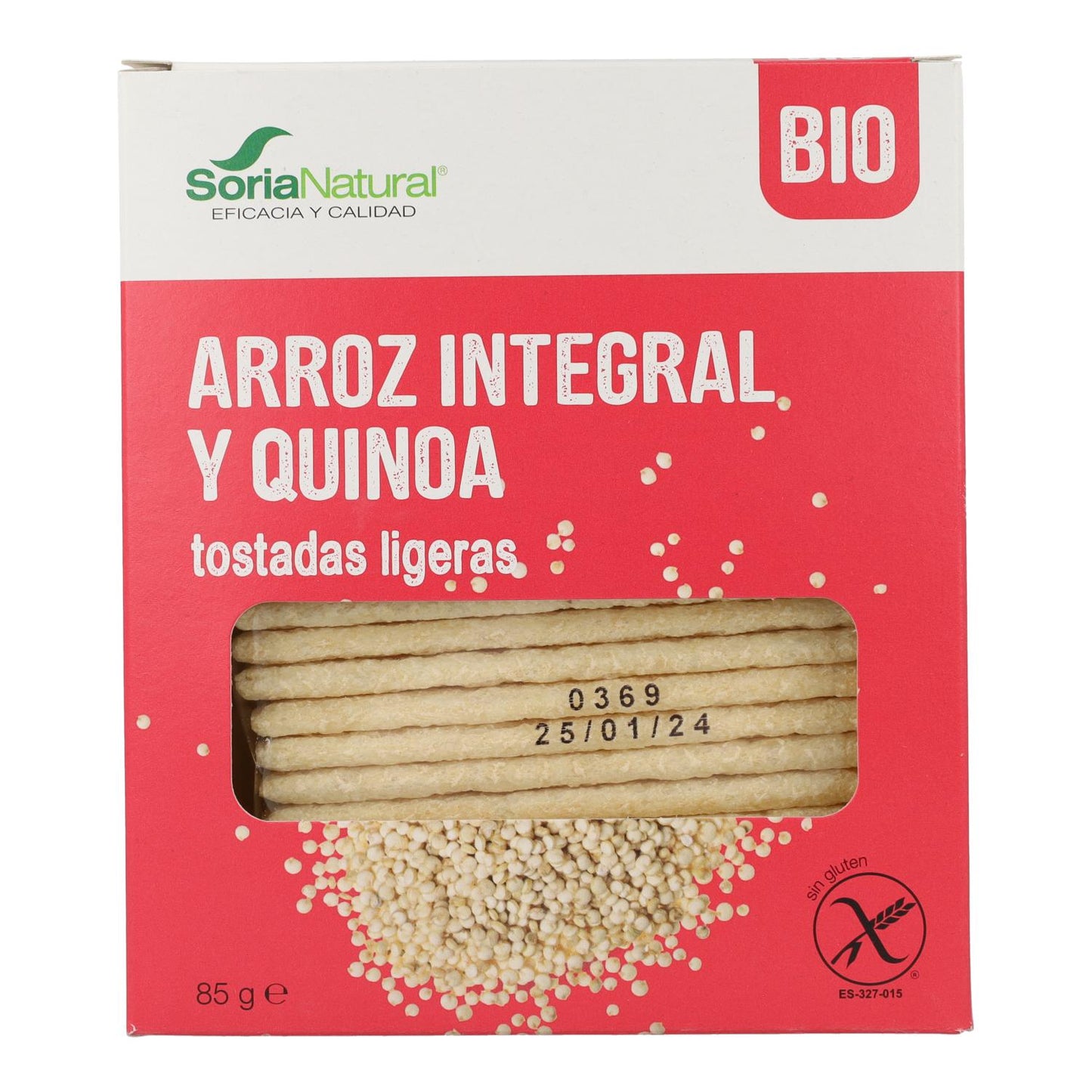 Bio-Vollkornreis- und Quinoa-Toasts, glutenfrei, Soria Natural, 85 g