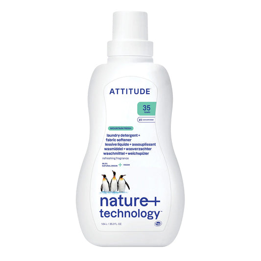 2-in-1 Waschmittel und Weichspüler Natur + Technologie Mountain Essence, Attitude, 35 Wäschen