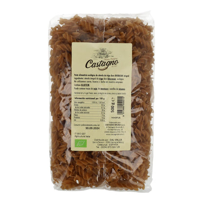 Pâtes spirales de semoule de blé complet biologique Khorasan Castagno 500 g
