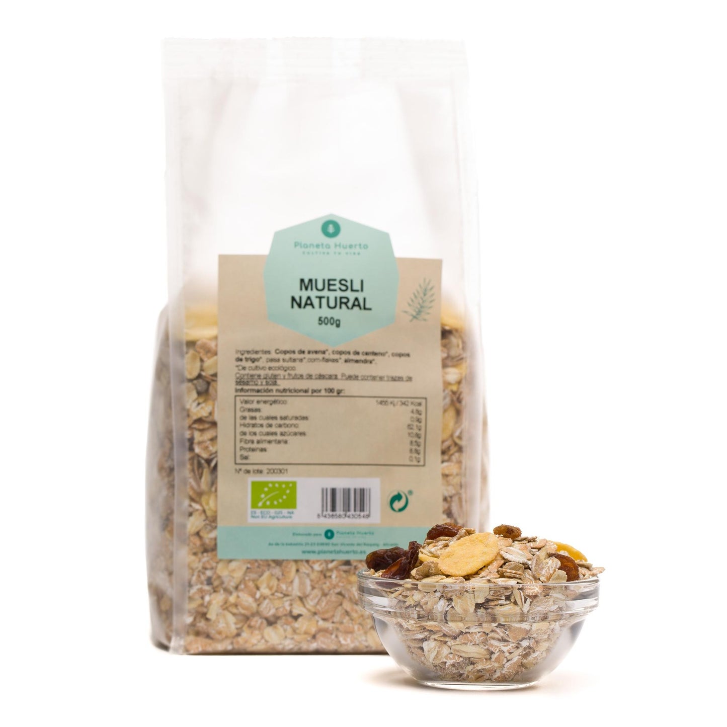 6-pack naturlig müsli med russin ECO Planeta Huerto 500 g