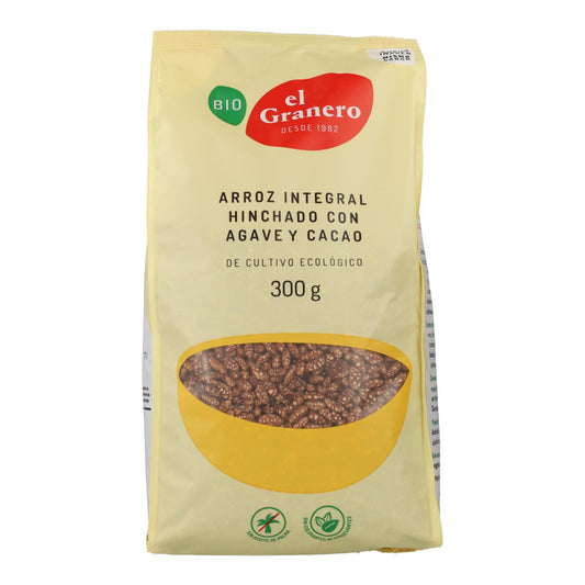 Riso integrale soffiato con agave e cacao El Granero, 300 g
