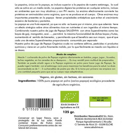 Papayapulver, Salud Viva 125 g