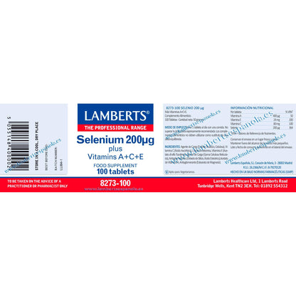 Selenio + Vitamine A, C ed E Lamberts 100 compresse 200mcg