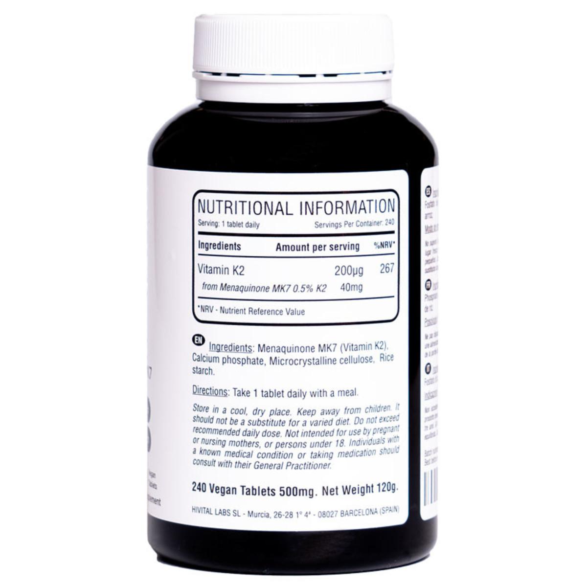 Vitamina K2 MK7 200 mcg 240 compresse vegane Hivital