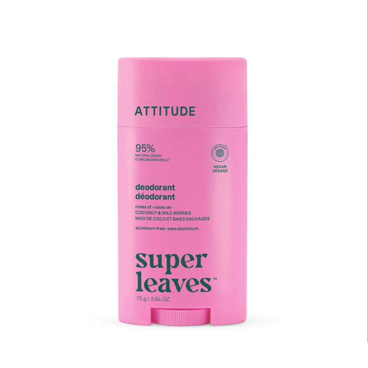 Super leaves Dezodorant - Kokos i owoce leśne twist and glide, Attitude, 75 g