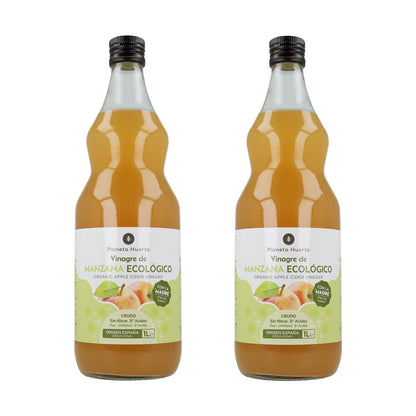 Pack 2x Vinaigre de pomme ECO brut non filtré avec la mère Planeta Huerto 1L