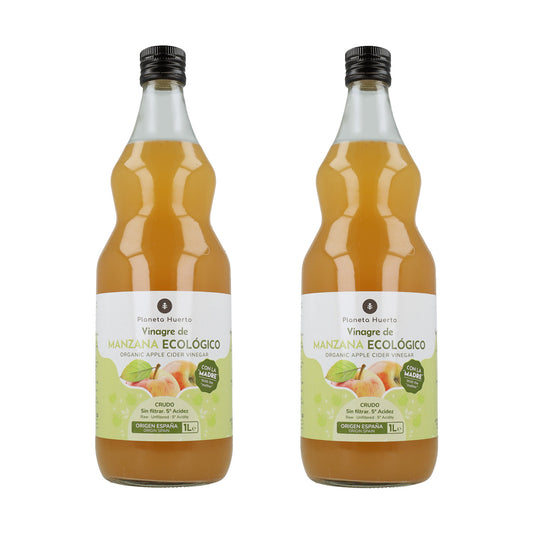 Packung 2x Ungefilterter Bio-Apfelessig mit Essigmutter Planeta Huerto 1 l