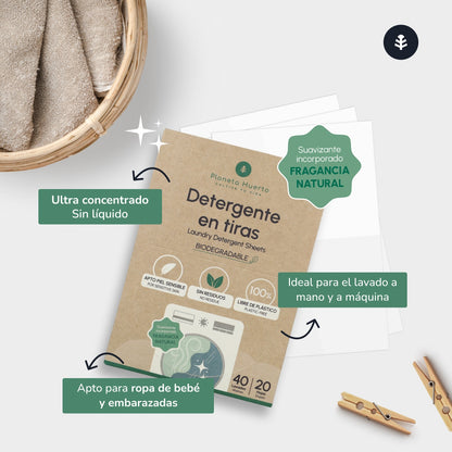 Eco-Strips Waschmittel und Weichspüler Planeta Huerto 40 Wäschen