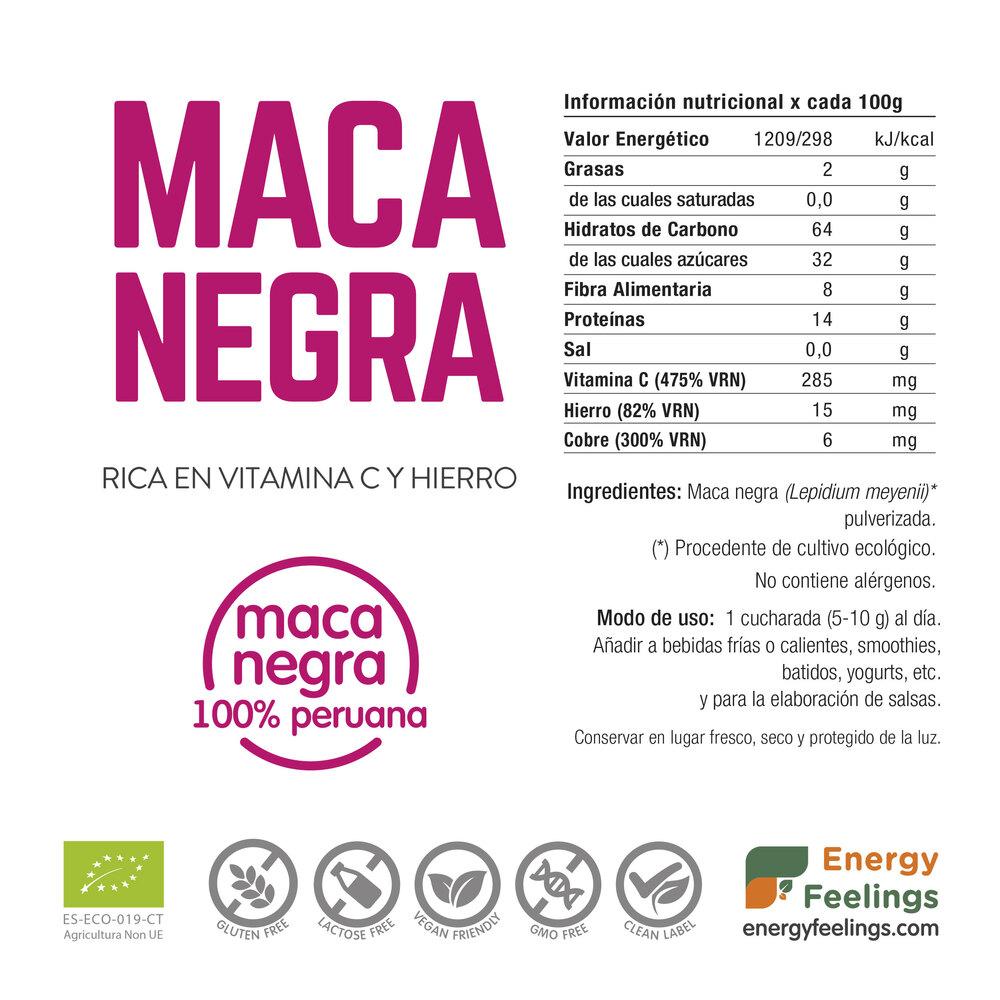 Pack 2x Maca noire ECO en poudre Energy Feelings 1 kg