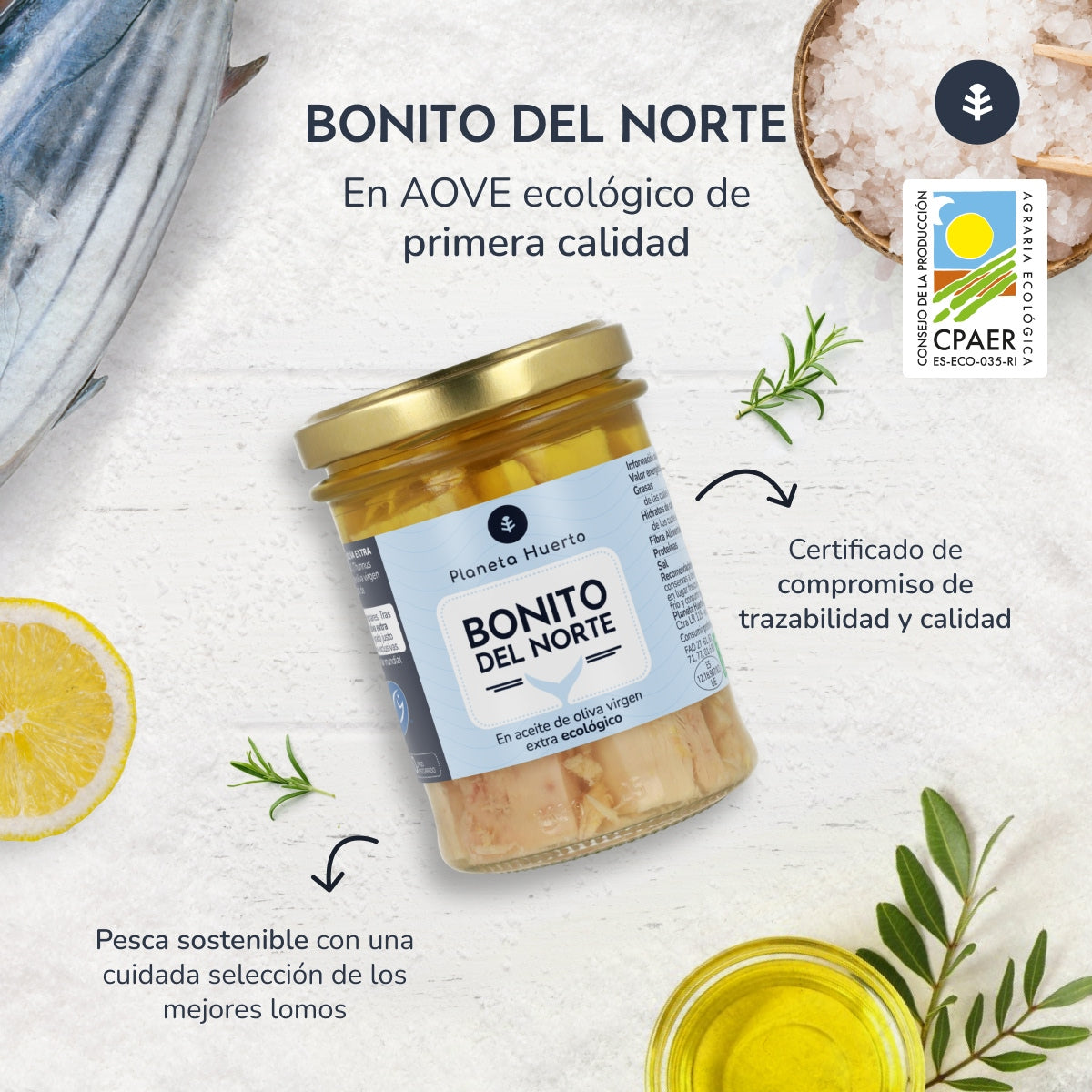 White tuna in olive oil ECO Planeta Huerto 200 g