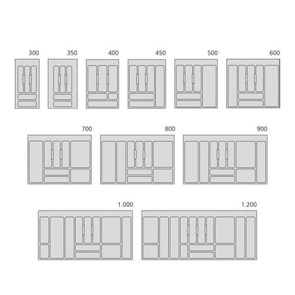 Emuca Range-couverts pour tiroir de cuisine, module 700 mm, plastique, gris