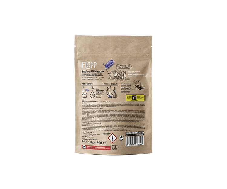 Nettoyant pour sols écologique, pH neutre, sachet souple de 20 capsules