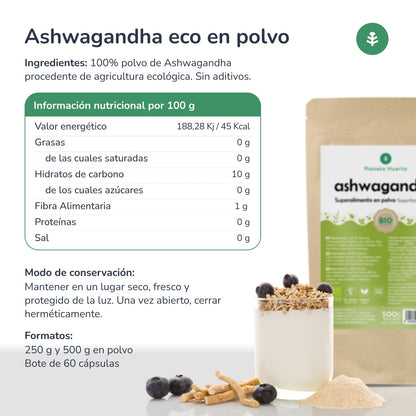 Ashwagandha i pulverform ECO Planeta Huerto 500 g