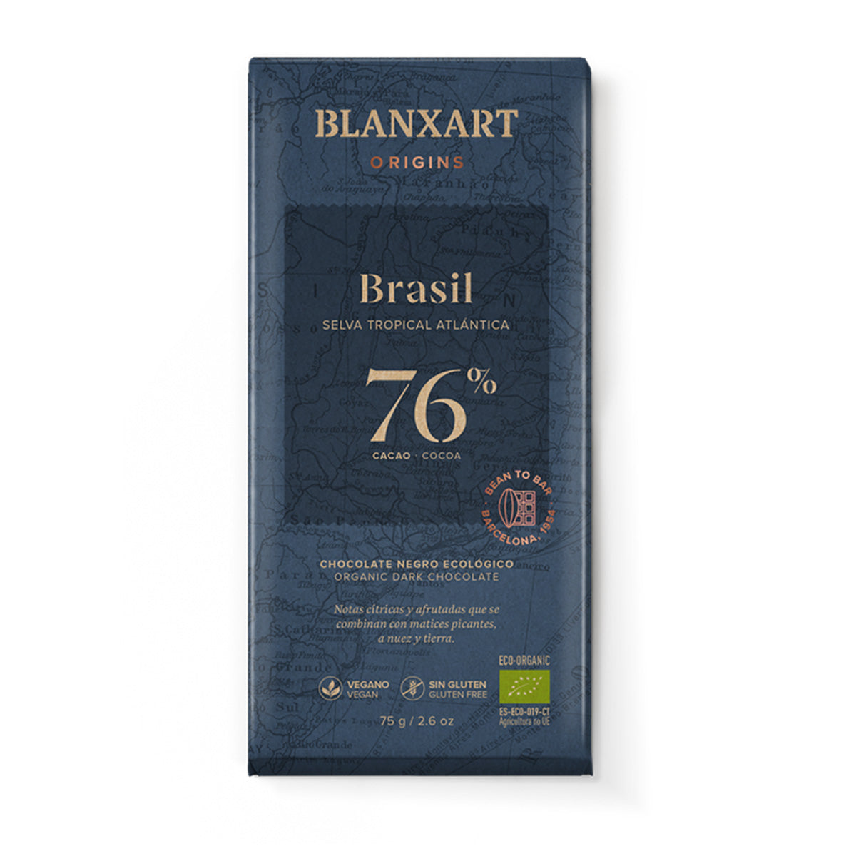 Cioccolato fondente 76% Brasile Eco Vegano Senza glutine Blanxart 75 g