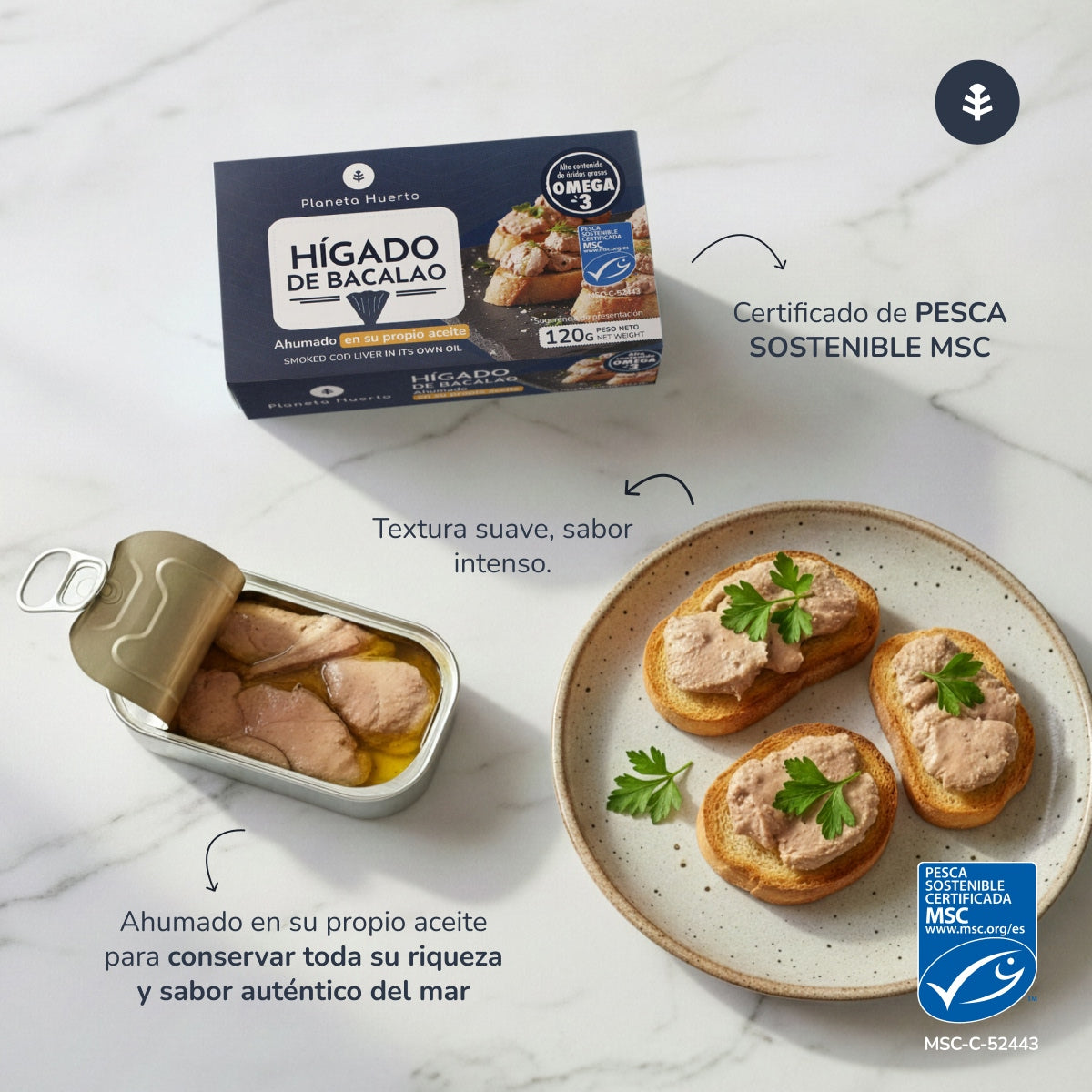Kabeljauleber in eigenem Öl Planeta Huerto 120 g