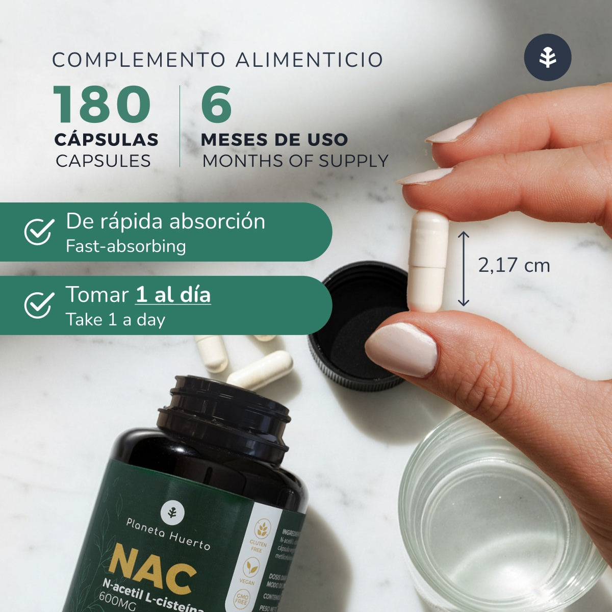 NAC 600mg Planeta Huerto 180 capsules