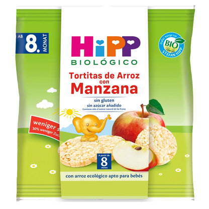 3-pack glutenfria ekologiska risbollar med äpple för barn över 8 månader HiPP 30 g