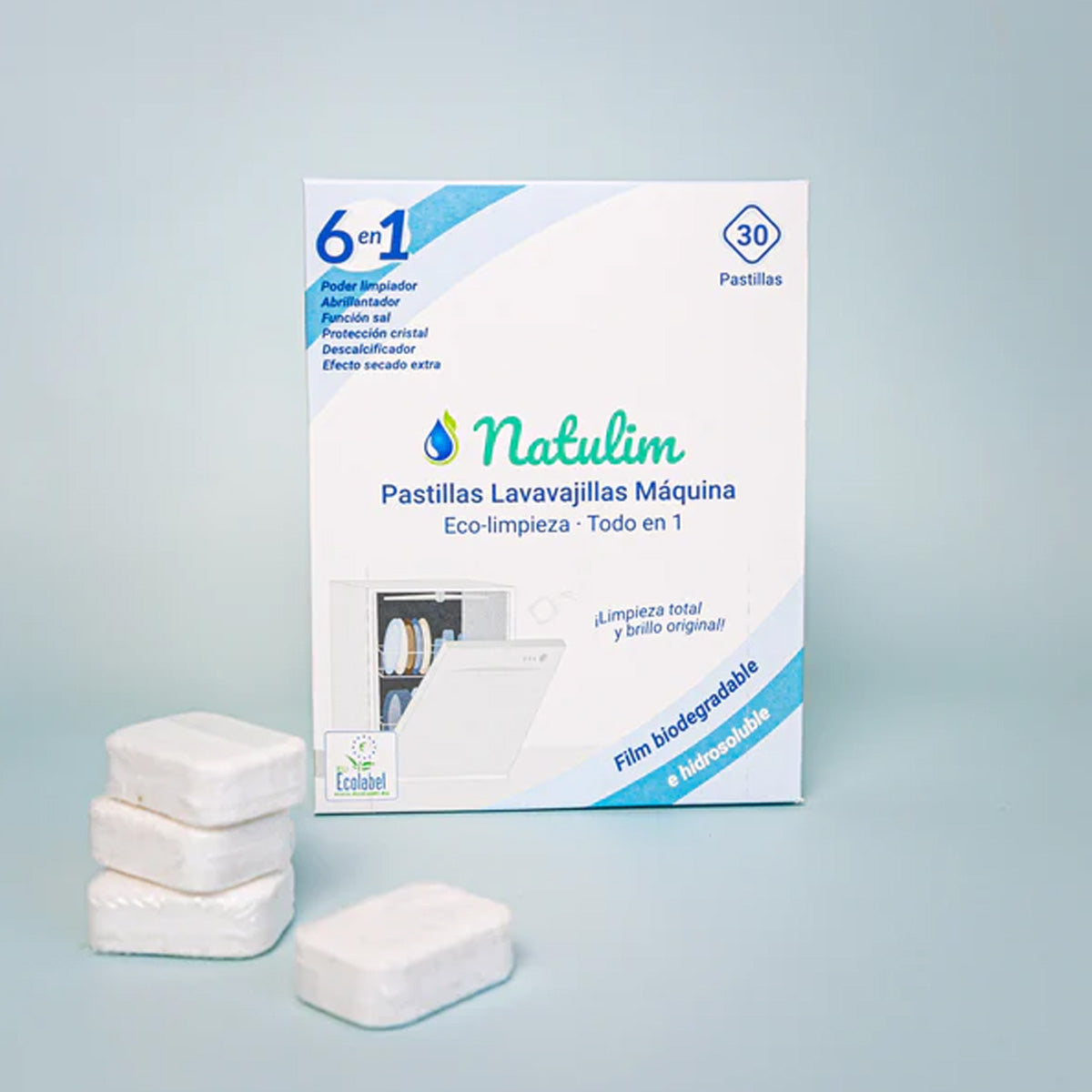 Lot de 2 paquets de tablettes lave-vaisselle Eco 6 en 1, Natulim, 30 unités