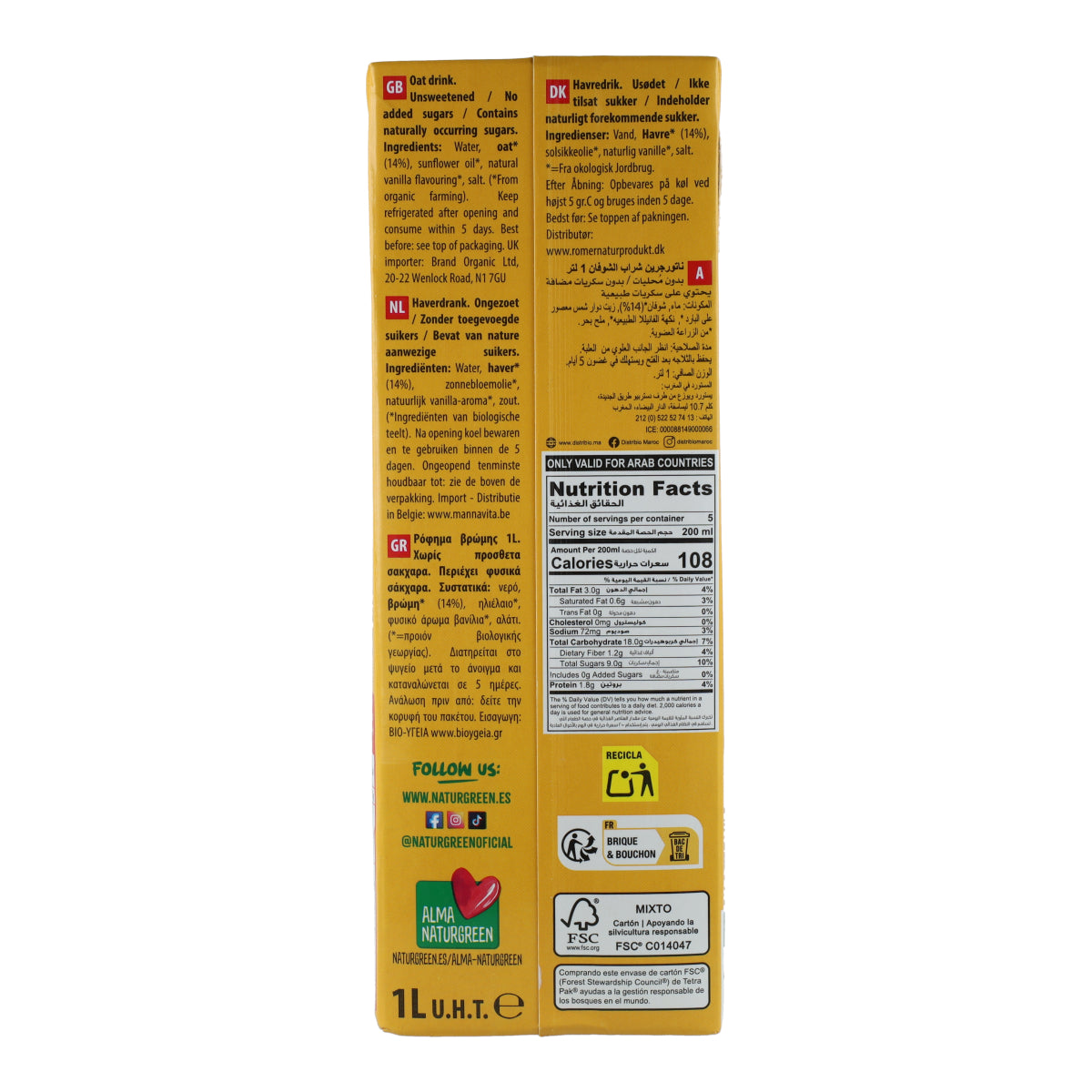 Haferdrink ohne Zuckerzusatz Bio NaturGreen 1 l