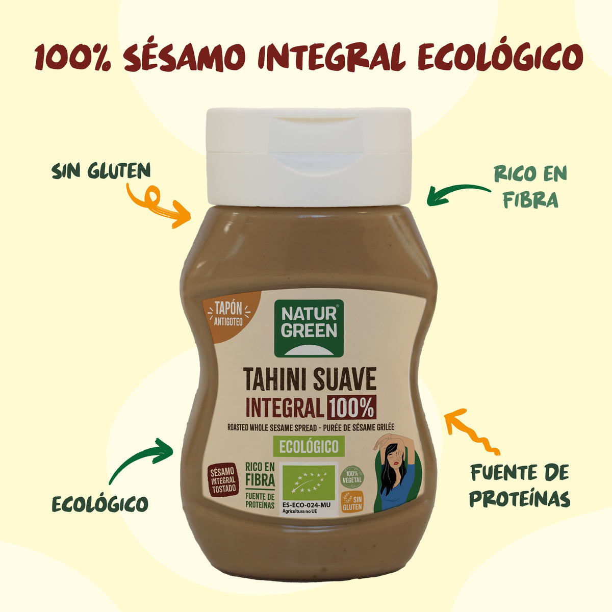 Tahini Suave Integral Antigoteo Bio NaturGreen 270 g