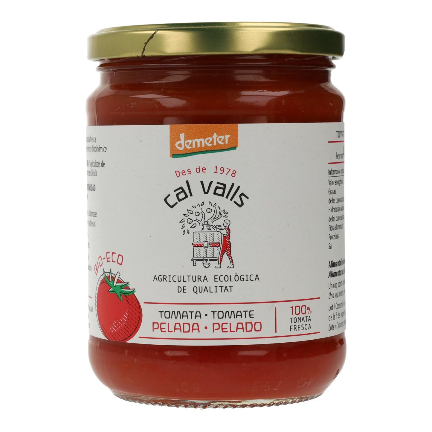 Bio-geschälte, ganze Tomaten, Cal Valls, 400 g