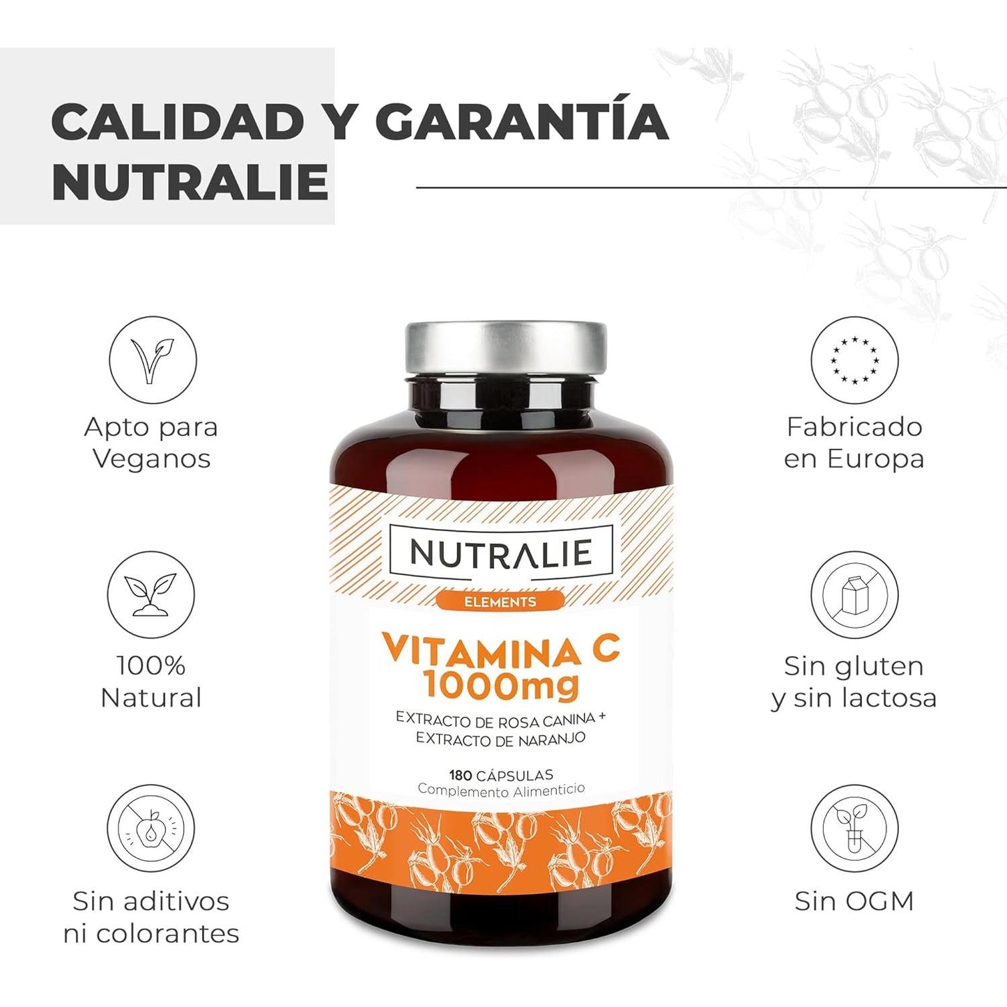 Nutralie C-vitamin 1000 mg Rosa Canina + C-vitamin Antioxidant 180 kapslar