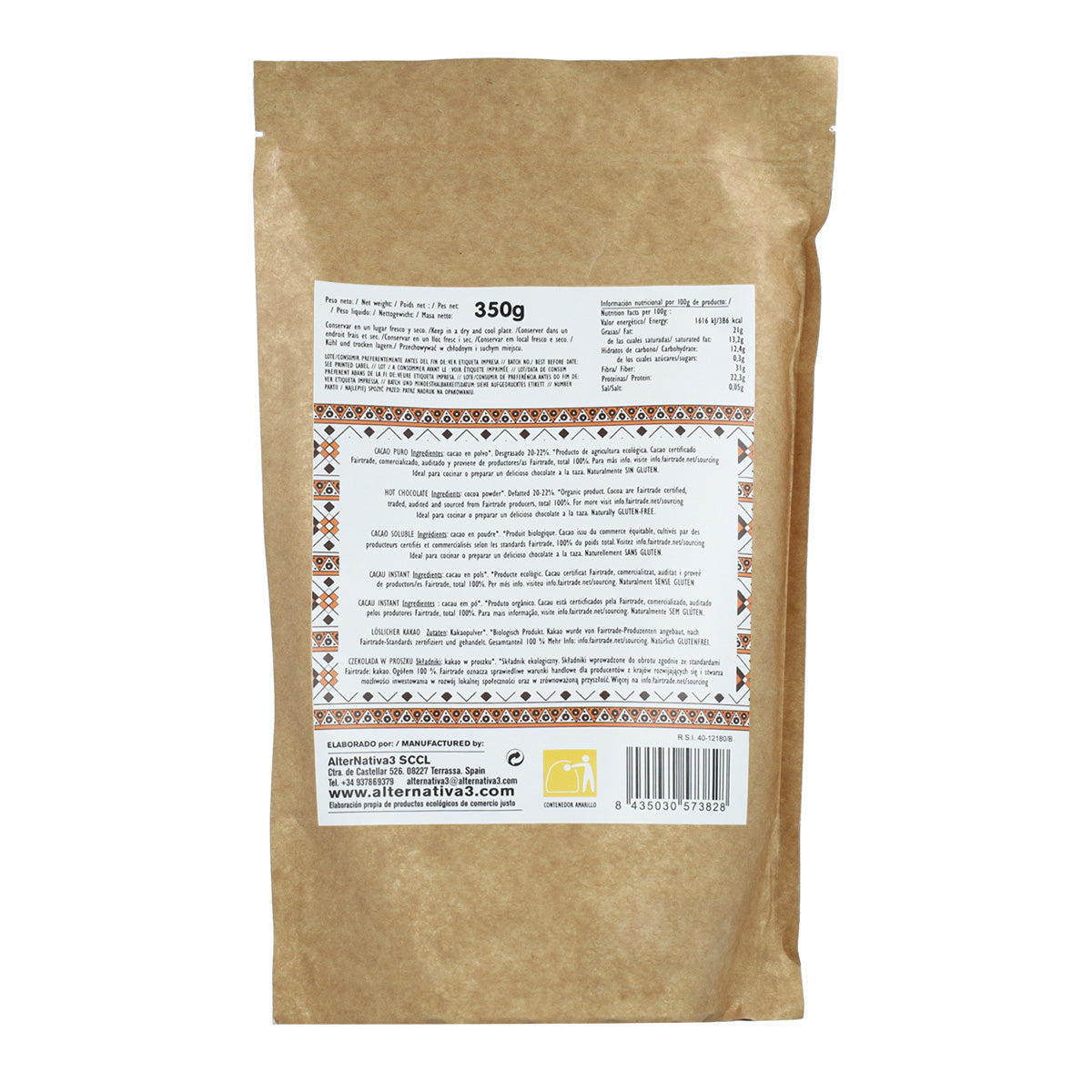 Confezione da 2 cacao puro premium biologico Alternativa 350 g