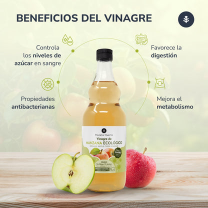 Pack 3 x Vinaigre de pomme ECO brut non filtré avec la mère Planeta Huerto 1 L